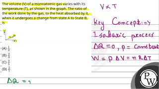 The volume V of a monoatomic gas varies with its temperature T as shown in the graph The r [upl. by Attehcram88]