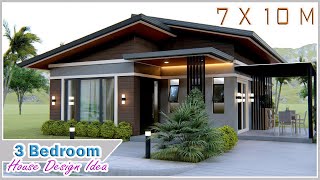 SMALL HOUSE DESIGN  7 X 10 Meters 229 x 328 ft  3 Bedroom House idea [upl. by Esoj108]