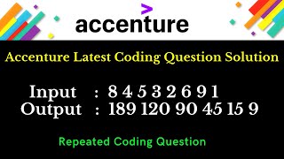 Accenture Latest Coding Questions 2021 with Solution  Input Output Campus [upl. by Ssilem]