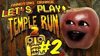 Annoying Orange Lets Play Temple Run Midget Apple Run [upl. by Solhcin]