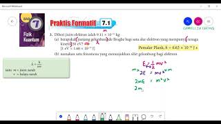 BAB 7  FIZIK KUANTUM Praktis Formatif 71 Soalan 3 Halaman 233 BUKU TEKS FIZIK KSSM TINGKATAN 5 [upl. by Eboh]