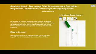 Geratherm Classic Das analoge Fieberthermometer ohne Quecksilber  Hergestellt in Deutschland mit [upl. by Riatsala]