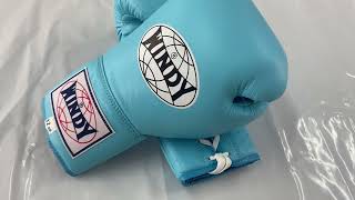 WINDY GLOVES LEATHER LACEUP PRO FIGHTING BOXING LIGHT BLUE [upl. by Angus]