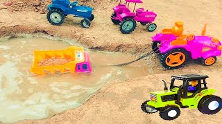 Hmt tractor and truck accidenttractor toy cartoontoy kids videodamper truck [upl. by Venus]