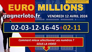 EUROMILLIONS COMBINAISON GAGNANT VENDREDI 12 AVRIL 2024 [upl. by Barber]