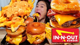 Insanely Good INNOUT Donut Cheeseburger Krispy Kreme Doughnut Burger Animal Fries  Mukbang ASMR [upl. by Etnor47]