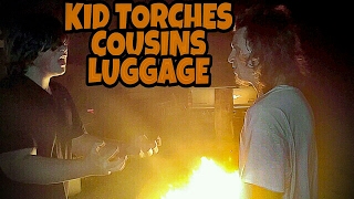 KID TORCHES COUSINS LUGGAGE OVER VACATION DISPUTE [upl. by Lyontine]