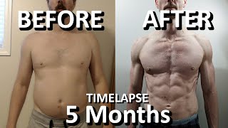 My 5 Month Natural Body Transformation Time Lapse  Dad Bod Fat to Fit [upl. by Ellatsyrc288]