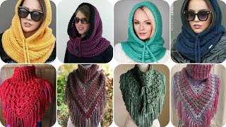 New Stylish Crochet Hooded Scarf Patterns Precious Designs 2024 [upl. by Lenci]