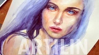 artilin  speedpaint watercolor portrait [upl. by Eciened]