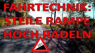 Rad Fahrtechnik Berg Hoch Klettern 20 Steigung [upl. by Vinny]