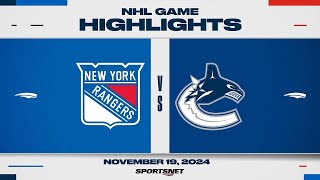 NHL Highlights  Rangers vs Canucks  November 19th 2024 [upl. by Nariko]