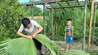 The orphan boy was helped by a kind uncle passing by to complete the simple tent [upl. by Aimas912]