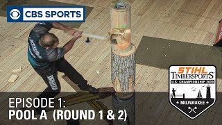 Top STIHL TIMBERSPORTS® Lumberjack Sports Athletes March Toward the Title  Pool A Rounds 1 amp 2 [upl. by Zelikow]