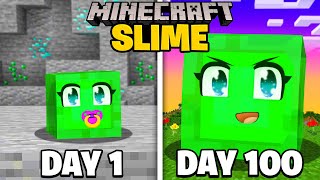 I Survived 100 Days as a BABY SLIME In Minecraft [upl. by Cassell498]