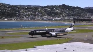 Air NZ Black 777300 at Wellington Airport [upl. by Alves]