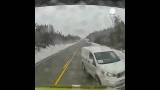 Van Nearly Crashes into Snow Plow [upl. by Bamby245]