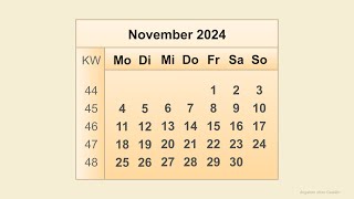 Kalender November 2024 [upl. by Nevetse430]