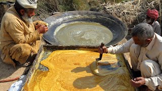 Traditional Jaggery Making Process from Sugarcane  Gurr Making process [upl. by Simaj845]