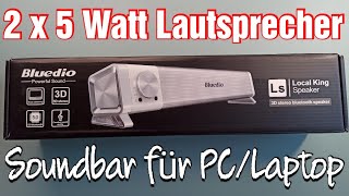 ✅ Bluedio Soundbar 2 x 5 Watt inkl Mikrofon  USB PlugampPlay  Virtuell 71  3D Funktion  35 AUX [upl. by Eninnaj]