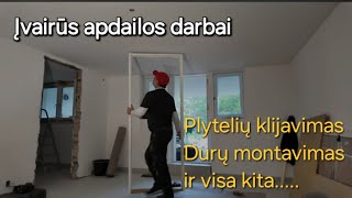 Įvairių darbų video Plytelės  durų montavimas Apie klijus marmuro plytelėms Ir kiti reikalai🫣☺️👍 [upl. by Garry]