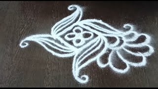 Simple rangoli designs  small daily kolam  simple muggulu  5×1 dots rangoli [upl. by Dnalwor]