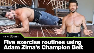 Five exercise routines using Adam Zimas REAL EMS Champion Belt [upl. by Nade260]