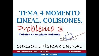 Curso de Física Tema 4 Momento lineal Colisiones 48 Problema 3 Choque en un plano inclinado [upl. by Dyal]