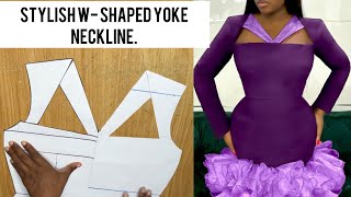 How to Draft a Basic dress Pattern with a stylish Queen Ann MShaped Keyhole neckline [upl. by Aneez740]