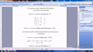Systemy liczbowe Całkowite liczby binarne i dziesiętne  przeliczanie helpbayorg [upl. by Ahsata]
