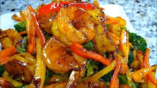 TERIYAKI SHRIMP STIR FRY IN GLAZED HONEY AND SOUTHWESTERN SEASON BLEND [upl. by Neeruan]