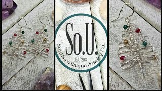 LIVE How to Wire Wrap Holiday Tree Earrings [upl. by Ecyob808]