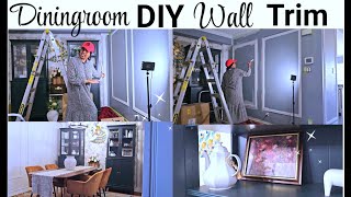 Transforming my Dining room with DIY Wall Trim  BudgetFriendly Home Improvement 🪻 [upl. by Rotow]