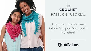 Crochet the Patons Glam Stripes Sawtooth Kerchief [upl. by Pen703]