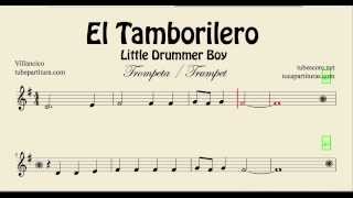 El Tamborilero Partitura de Trompeta y Fliscorno El Camino que lleva a Belén Little Drummer Boy [upl. by Oivlis]