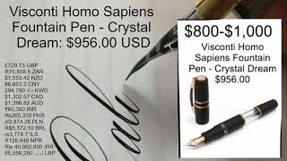 Visconti Homo Sapiens Crystal Dream fountain pen price in 16 currencies 95600 USD [upl. by Aelat]