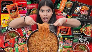 I Tried Worlds Most Spiciest 🔥🥵Noodles  Can I Survive🤯  Mixing All Korean Noodles [upl. by Racklin798]