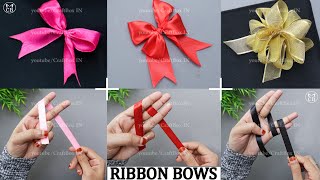 DIY Ribbon Bows  Easy Satin Ribbon Bows making tutorials  Ribbon crafts [upl. by Anaujat]