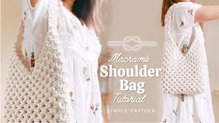 DIY Macrame Shoulder Bag Tutorial  Easy and Simple Pattern Tutorial [upl. by Atims]