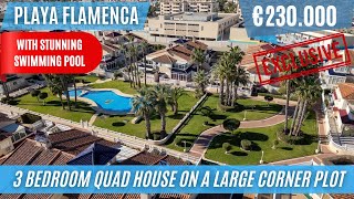 3 Bedroom Quad House with Community Pool in Playa Flamenca near Torrevieja  €230000 [upl. by Valida]