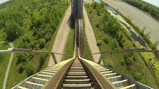 Shivering Timbers Wooden Roller Coaster POV Michigans Adventure [upl. by Eberhard]