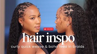 EASY HAIRSTYLE  FEED IN BRAIDS amp QUICK WEAVE CURLS  Genius Weft Install  Ygwigs [upl. by Samau]