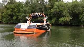 2013 Super Air Nautique G25 Orange Crush Silver Cloud Black Metallic On Water [upl. by Therron531]