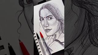 Ballpen Portrait shorts drawing sketch [upl. by Oleic]