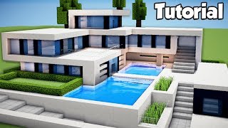 Minecraft How to Build a Large Modern House Tutorial 2 [upl. by Olwen]