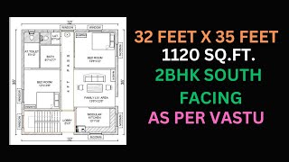 1120 sqft I 2bhk south facing house plan I [upl. by Gaal]