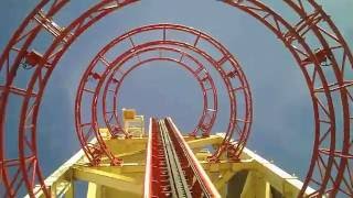 Hollywood Rip Ride Rockit takes riders up a VERTICAL LIFT HILL themeparkride rollercoaster [upl. by Aztiram119]