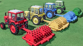 Work OF Colors  CULTIVATING WORK with GIANT ROLLER with Mini Tractors  Farming Simulator 22 [upl. by Ardeen]