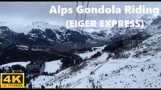 Swiss Alps EIGER EXPRESS Gondola Ride 4k in winter from Eigergletscher to Grindelwald [upl. by Oyr589]