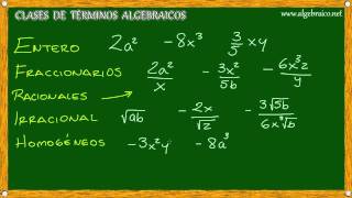 Algebraiconet  Clases de Términos Algebraicos [upl. by Reba]